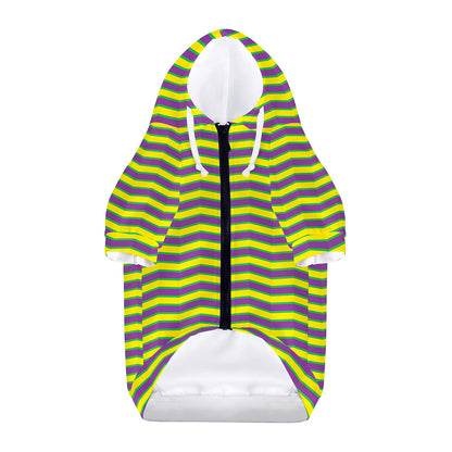 Mardi Gras Fat Tuesday Zigzag Print Dog Zip Up Hoodie