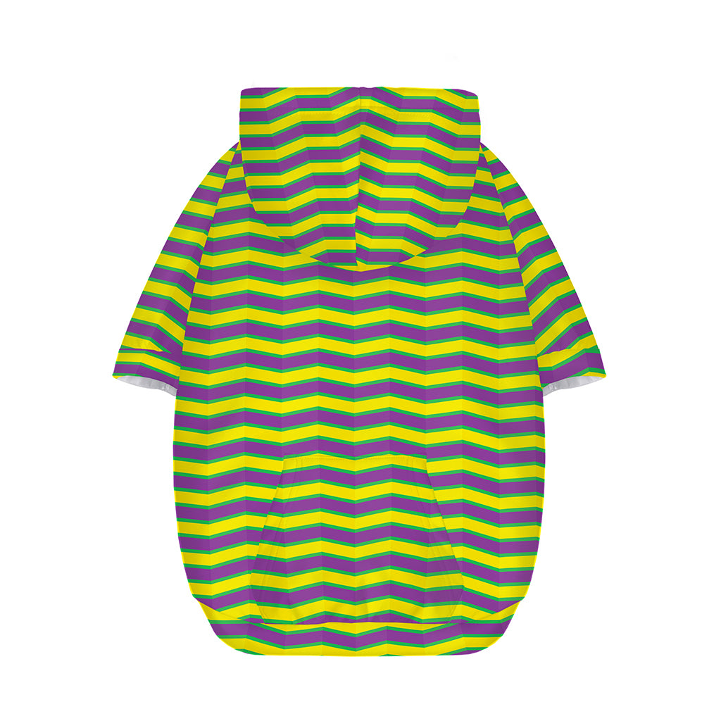 Mardi Gras Fat Tuesday Zigzag Print Dog Zip Up Hoodie