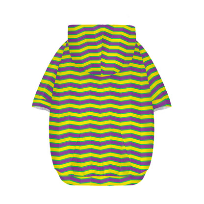 Mardi Gras Fat Tuesday Zigzag Print Dog Zip Up Hoodie