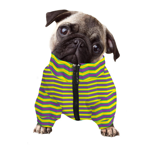 Mardi Gras Fat Tuesday Zigzag Print Dog Zip Up Jacket