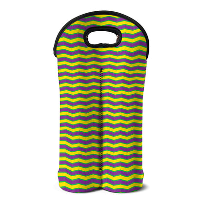 Mardi Gras Fat Tuesday Zigzag Print Double Neoprene Wine Tote