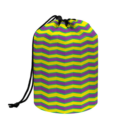 Mardi Gras Fat Tuesday Zigzag Print Drawstring Makeup Bag