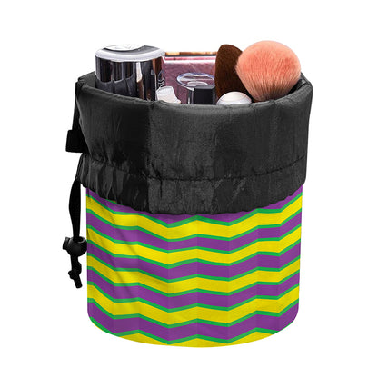 Mardi Gras Fat Tuesday Zigzag Print Drawstring Makeup Bag