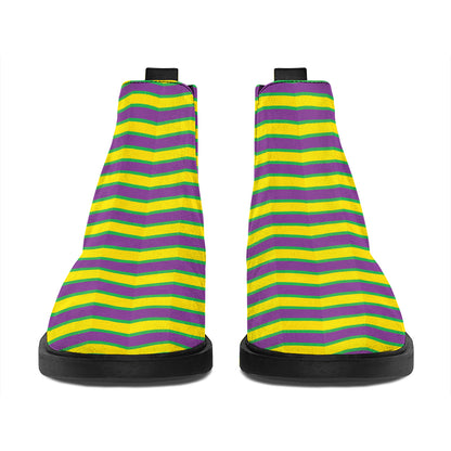Mardi Gras Fat Tuesday Zigzag Print Flat Ankle Boots