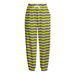Mardi Gras Fat Tuesday Zigzag Print Fleece Lined Knit Pants
