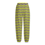 Mardi Gras Fat Tuesday Zigzag Print Fleece Lined Knit Pants