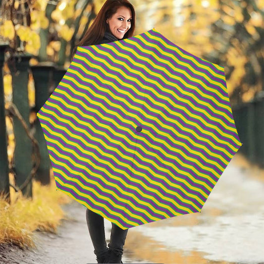 Mardi Gras Fat Tuesday Zigzag Print Foldable Umbrella