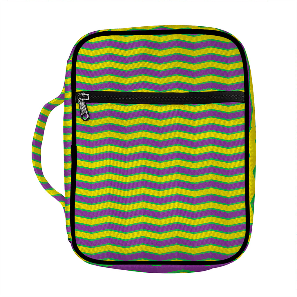 Mardi Gras Fat Tuesday Zigzag Print Front Pocket Bible Bag