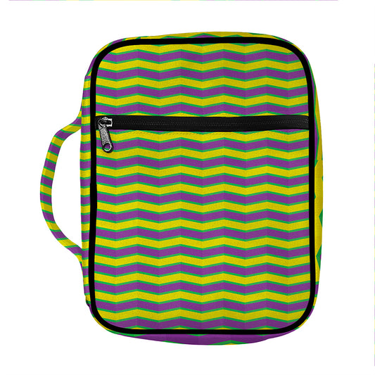 Mardi Gras Fat Tuesday Zigzag Print Front Pocket Bible Bag