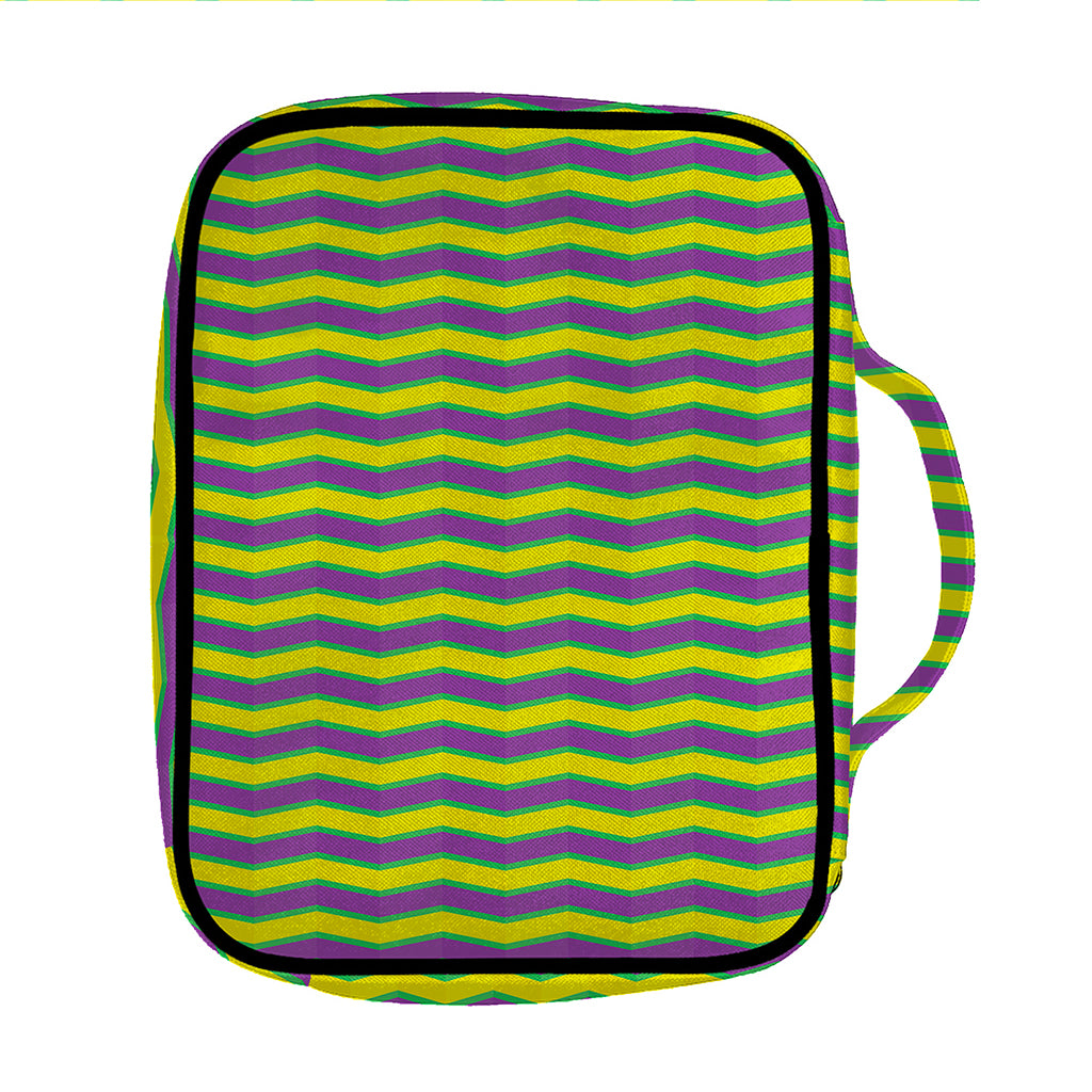 Mardi Gras Fat Tuesday Zigzag Print Front Pocket Bible Bag