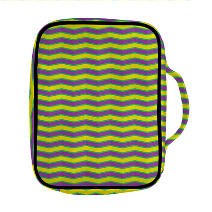 Mardi Gras Fat Tuesday Zigzag Print Front Pocket Bible Bag