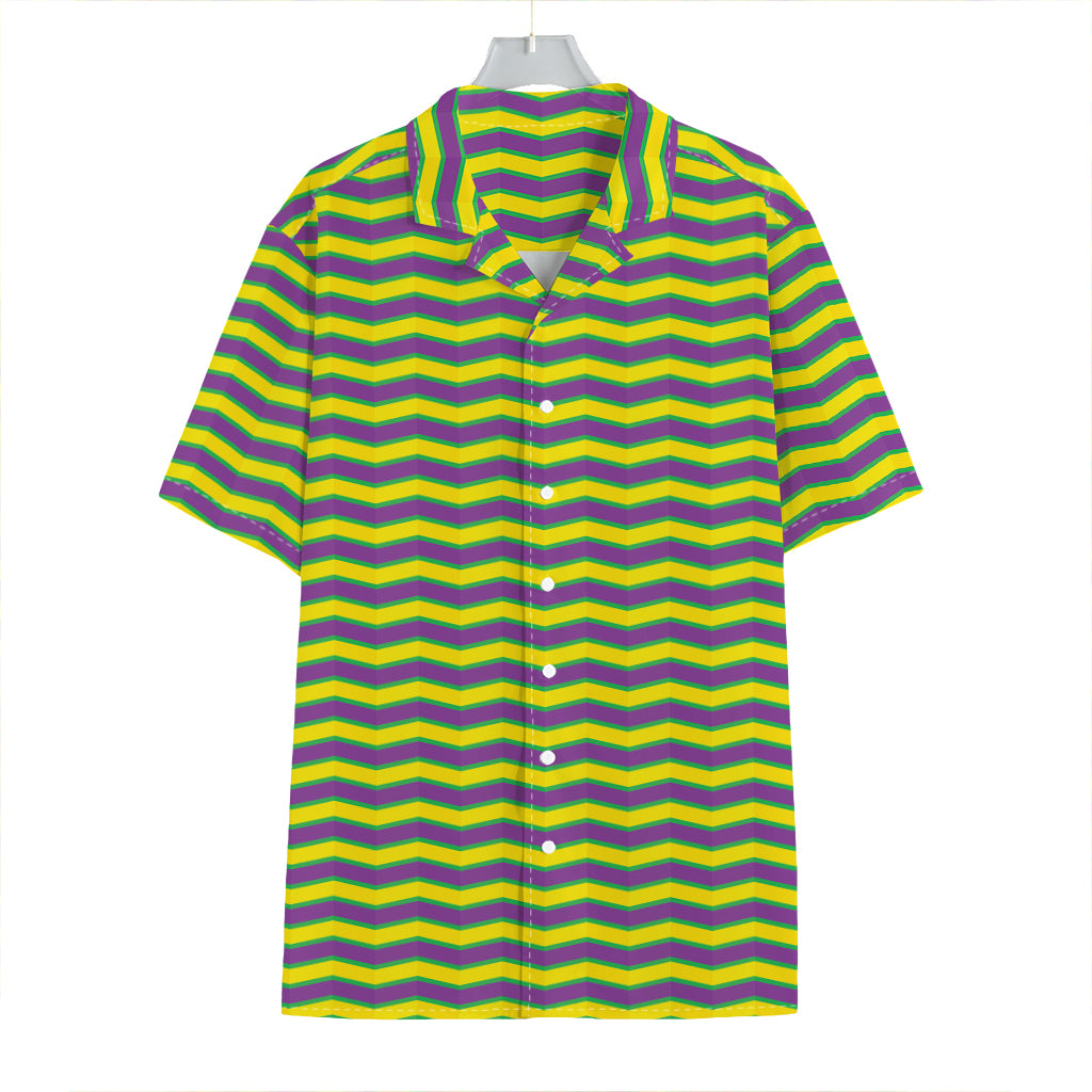 Mardi Gras Fat Tuesday Zigzag Print Hawaiian Shirt