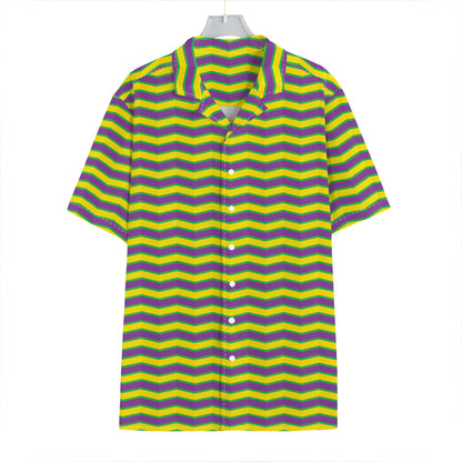 Mardi Gras Fat Tuesday Zigzag Print Hawaiian Shirt