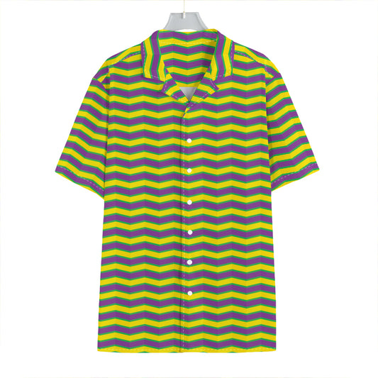 Mardi Gras Fat Tuesday Zigzag Print Hawaiian Shirt