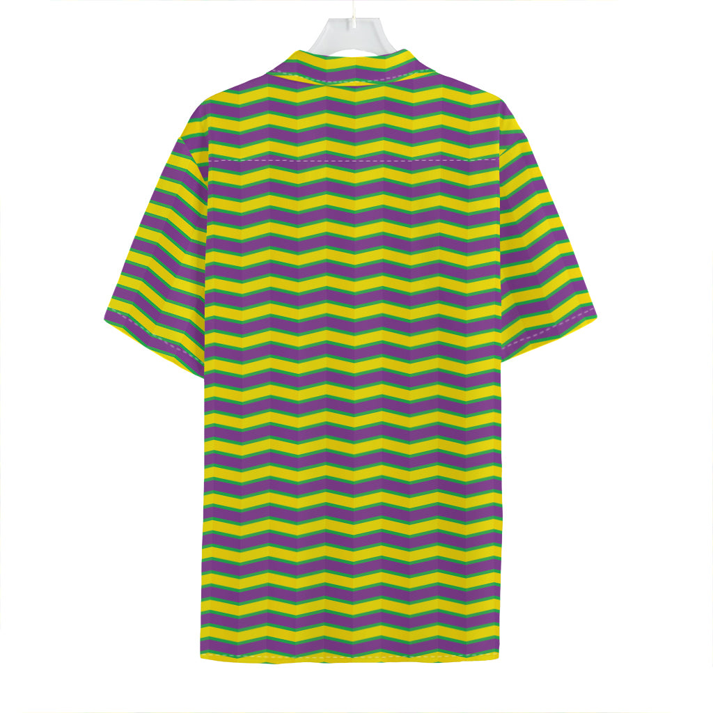 Mardi Gras Fat Tuesday Zigzag Print Hawaiian Shirt