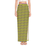 Mardi Gras Fat Tuesday Zigzag Print High Slit Maxi Skirt