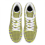Mardi Gras Fat Tuesday Zigzag Print High Top Leather Sneakers