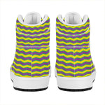 Mardi Gras Fat Tuesday Zigzag Print High Top Leather Sneakers