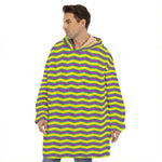 Mardi Gras Fat Tuesday Zigzag Print Hoodie Blanket