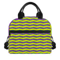 Mardi Gras Fat Tuesday Zigzag Print Insulated Lunch Bag