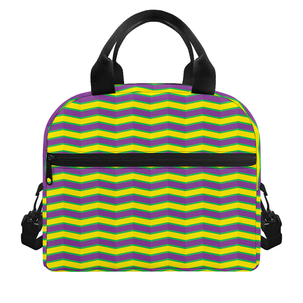 Mardi Gras Fat Tuesday Zigzag Print Insulated Lunch Bag