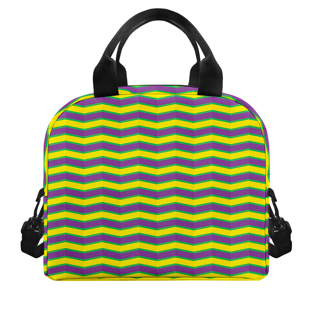 Mardi Gras Fat Tuesday Zigzag Print Insulated Lunch Bag