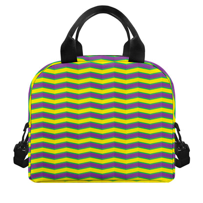 Mardi Gras Fat Tuesday Zigzag Print Insulated Lunch Bag