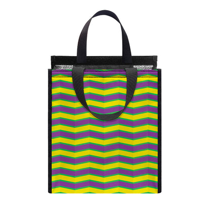Mardi Gras Fat Tuesday Zigzag Print Insulated Lunch Tote