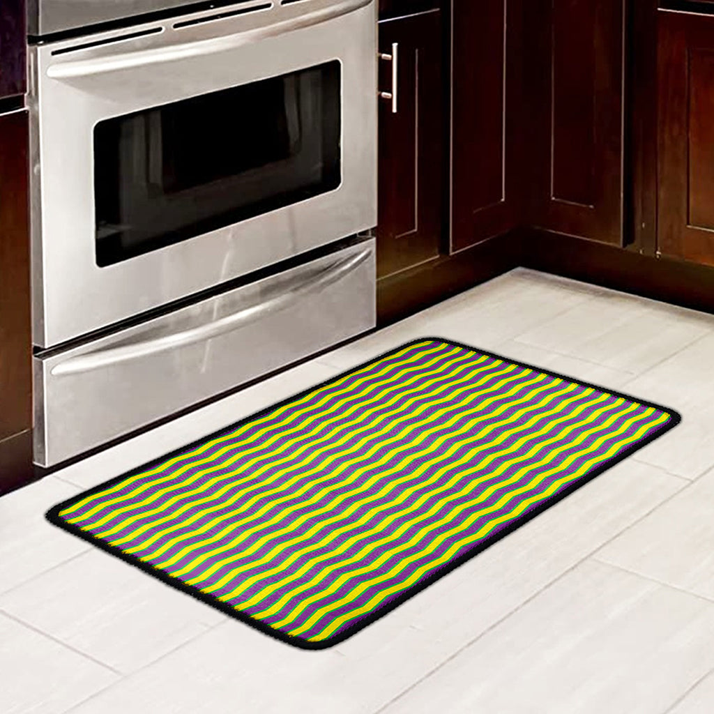 Mardi Gras Fat Tuesday Zigzag Print Kitchen Mat