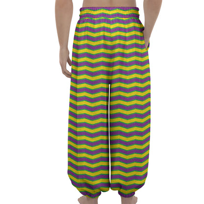 Mardi Gras Fat Tuesday Zigzag Print Lantern Pants