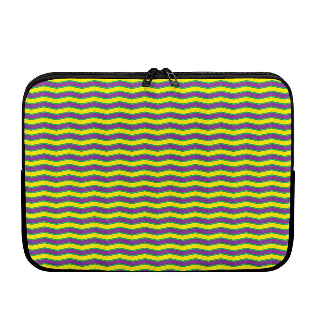 Mardi Gras Fat Tuesday Zigzag Print Laptop Sleeve