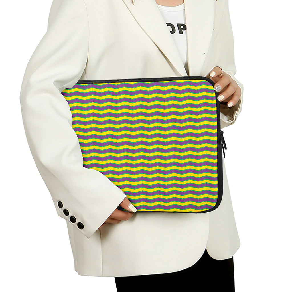 Mardi Gras Fat Tuesday Zigzag Print Laptop Sleeve
