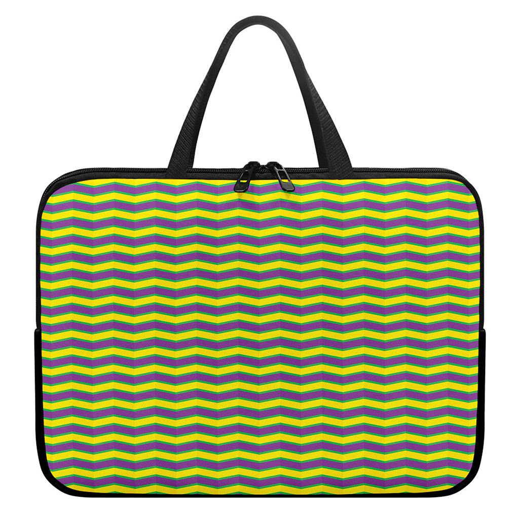 Mardi Gras Fat Tuesday Zigzag Print Laptop Sleeve With Handle
