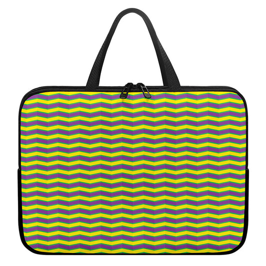 Mardi Gras Fat Tuesday Zigzag Print Laptop Sleeve With Handle