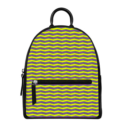 Mardi Gras Fat Tuesday Zigzag Print Leather Backpack