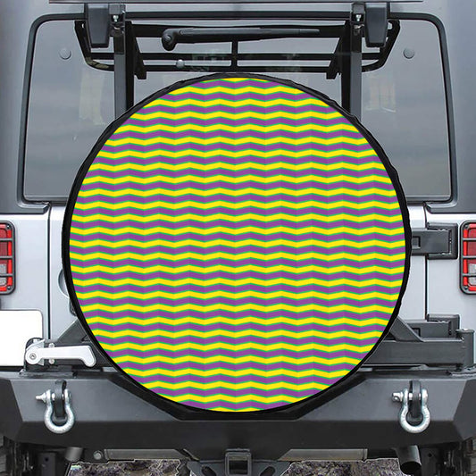 Mardi Gras Fat Tuesday Zigzag Print Leather Spare Tire Cover