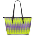 Mardi Gras Fat Tuesday Zigzag Print Leather Tote Bag With Zipper