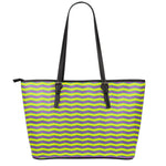 Mardi Gras Fat Tuesday Zigzag Print Leather Tote Bag