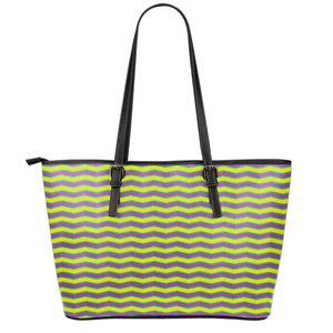 Mardi Gras Fat Tuesday Zigzag Print Leather Tote Bag