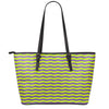 Mardi Gras Fat Tuesday Zigzag Print Leather Tote Bag