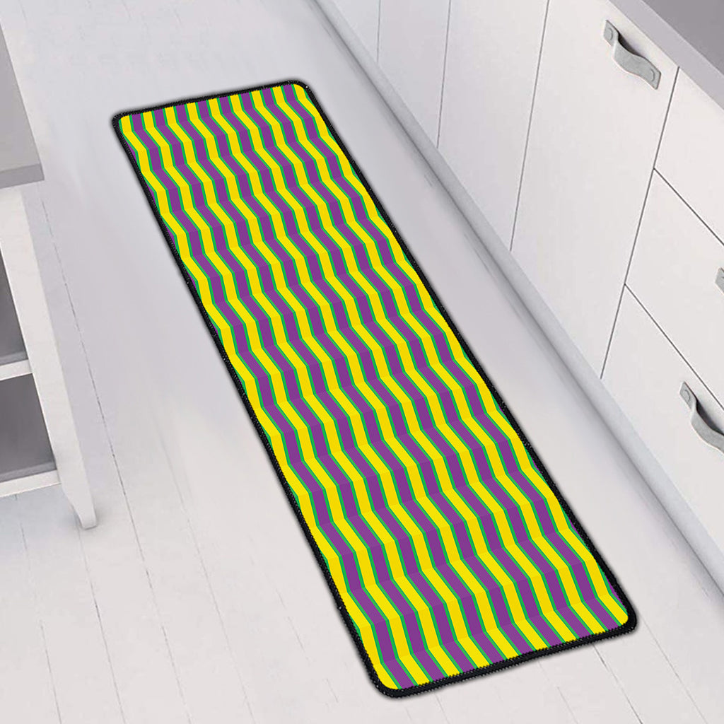 Mardi Gras Fat Tuesday Zigzag Print Long Kitchen Mat