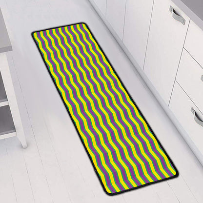 Mardi Gras Fat Tuesday Zigzag Print Long Kitchen Mat