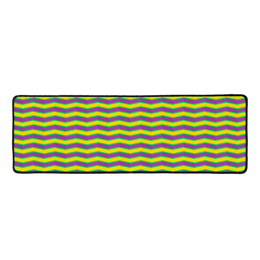 Mardi Gras Fat Tuesday Zigzag Print Long Kitchen Mat