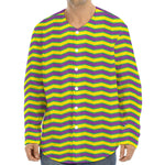 Mardi Gras Fat Tuesday Zigzag Print Long Sleeve Baseball Jersey