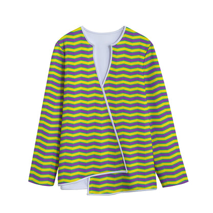 Mardi Gras Fat Tuesday Zigzag Print Long Sleeve Short Coat