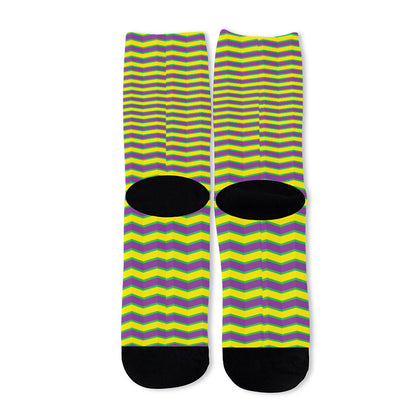 Mardi Gras Fat Tuesday Zigzag Print Long Socks