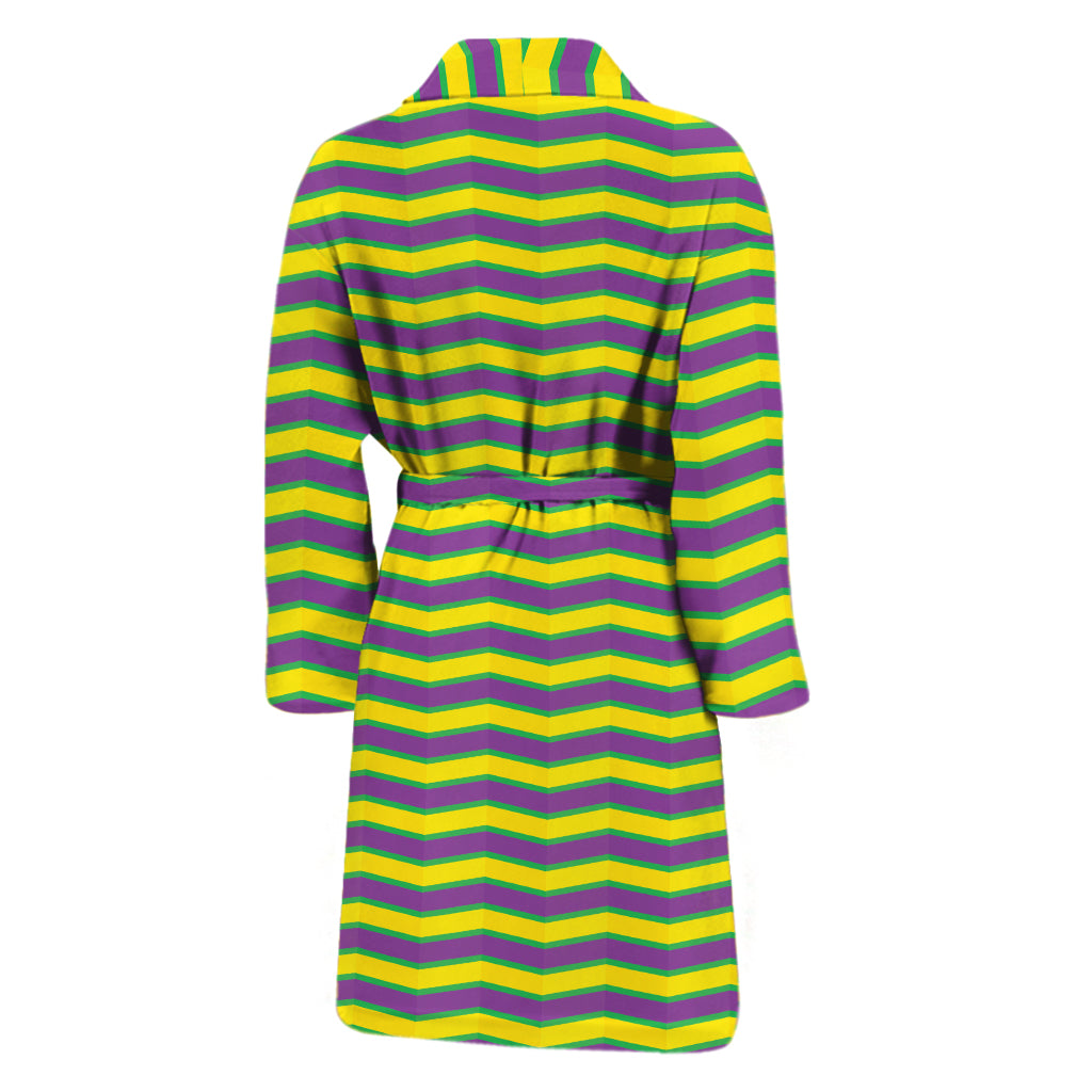 Mardi Gras Fat Tuesday Zigzag Print Men's Bathrobe