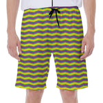 Mardi Gras Fat Tuesday Zigzag Print Men's Beach Shorts