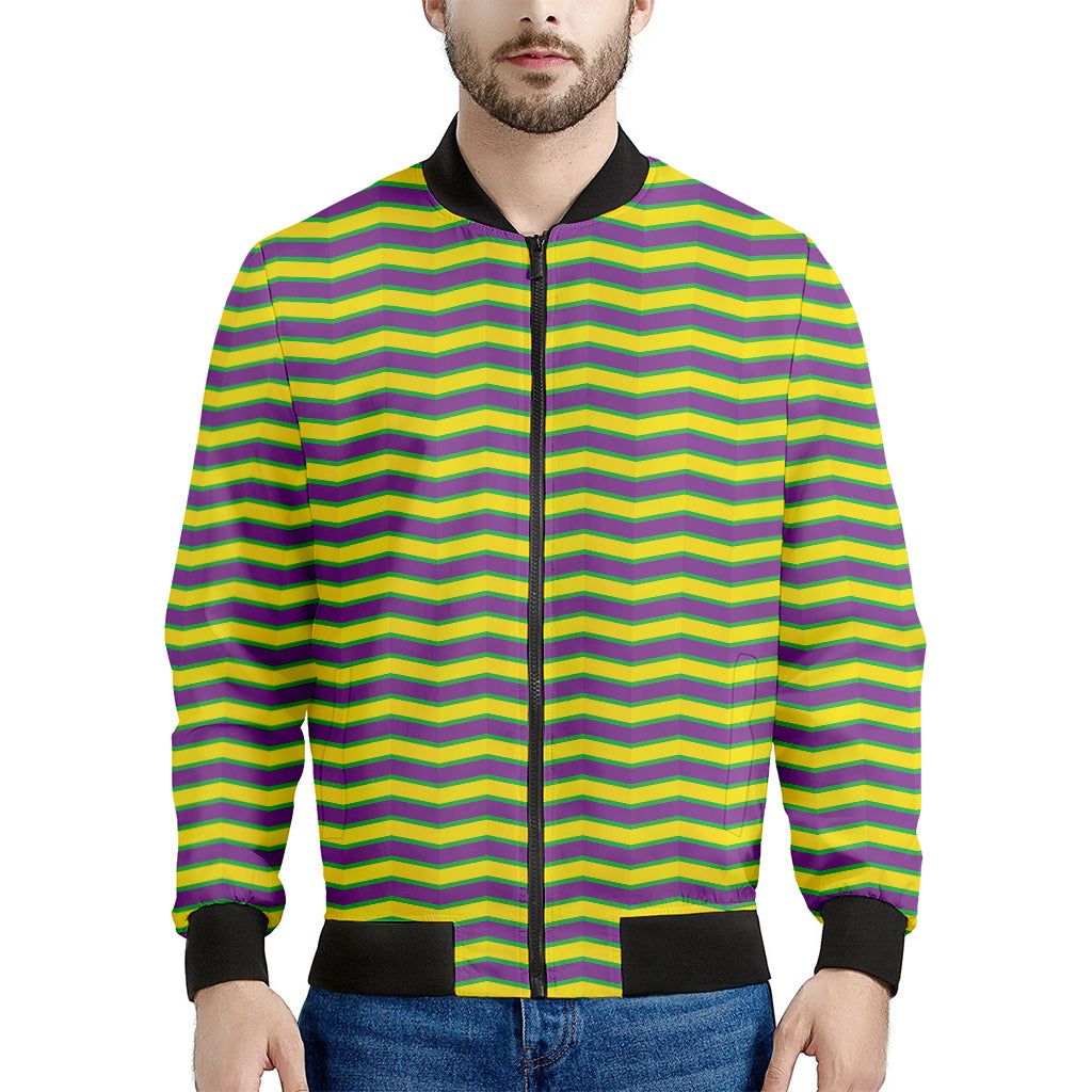 Mardi Gras Fat Tuesday Zigzag Print Men's Bomber Jacket