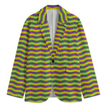 Mardi Gras Fat Tuesday Zigzag Print Men's Cotton Blazer